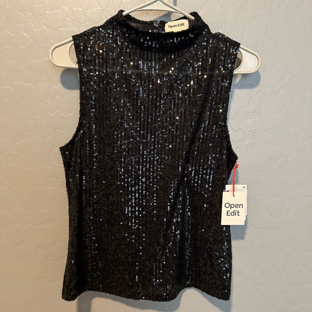 Open Edit brand Black Sequin Top